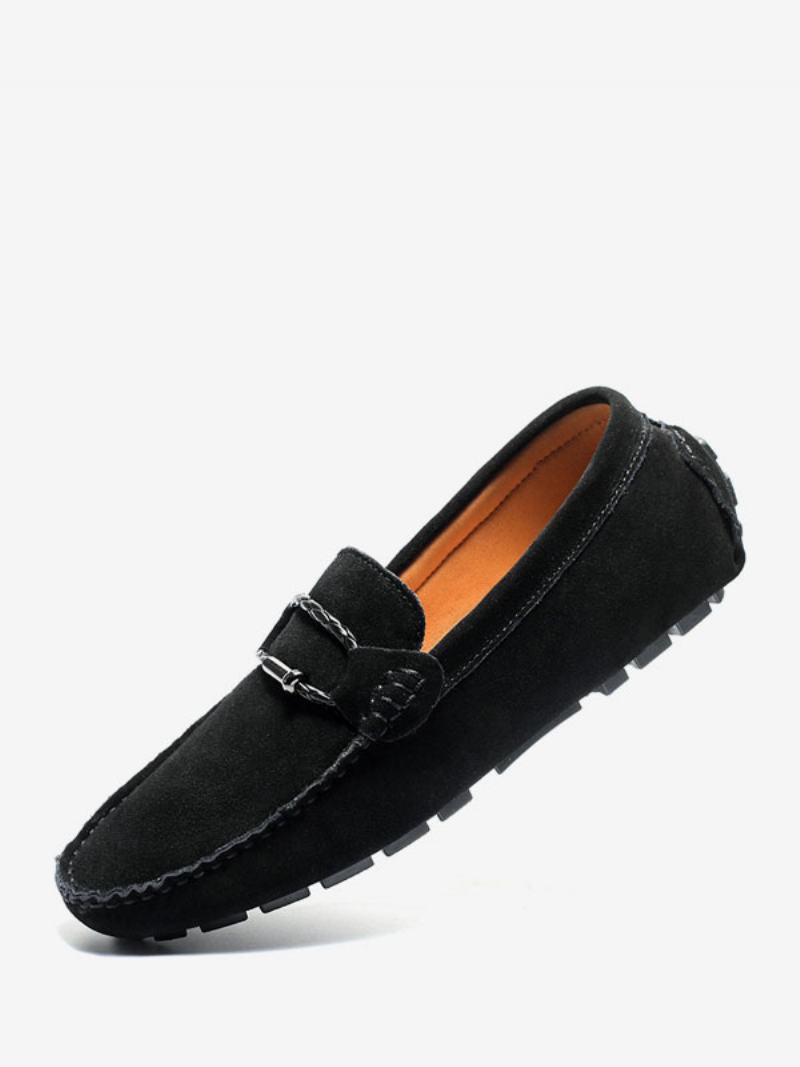 Ανδρικά Παπούτσια Loafer Slip-on Μεταλλικές Λεπτομέρειες Στρογγυλή Μύτη - Μαύρο