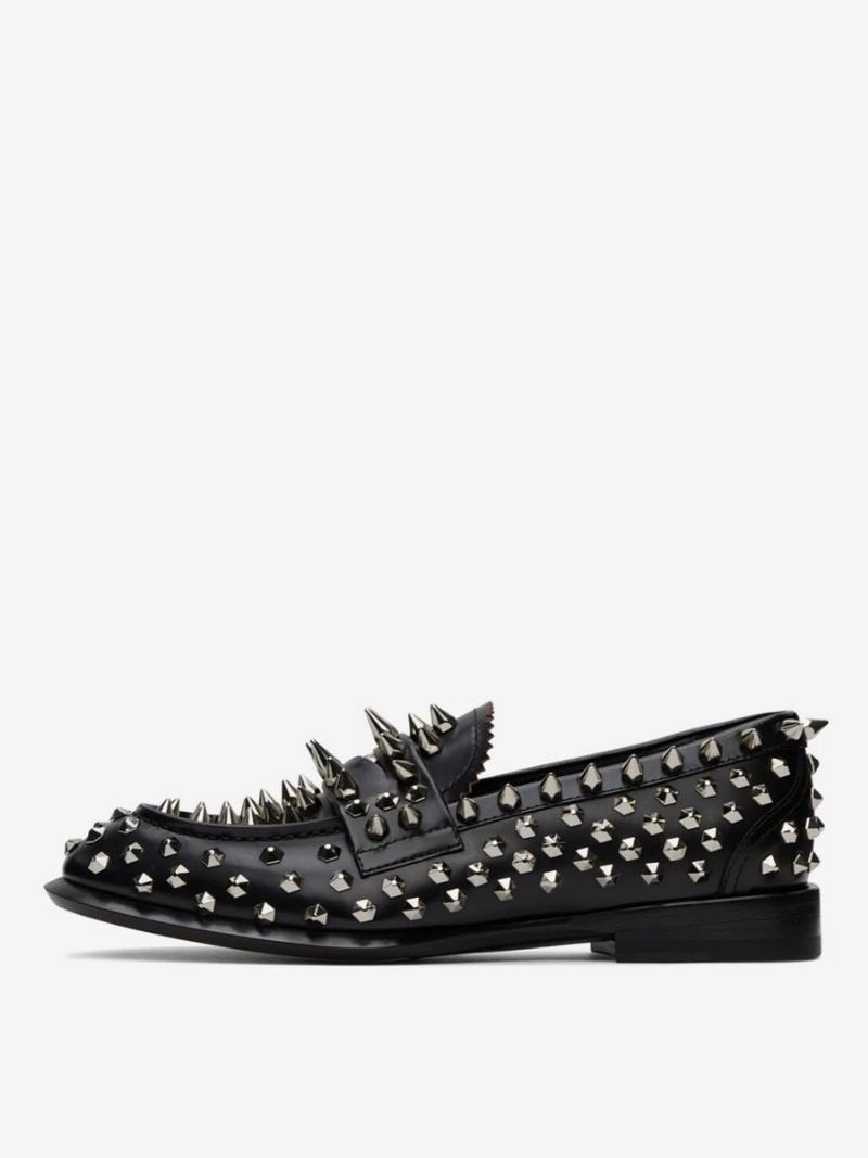 Ανδρικά Παπούτσια Loafer Χειροποίητα Καρφιά Spike Rivets Έργα Τέχνης Στρογγυλά Γάμου Για Χορό