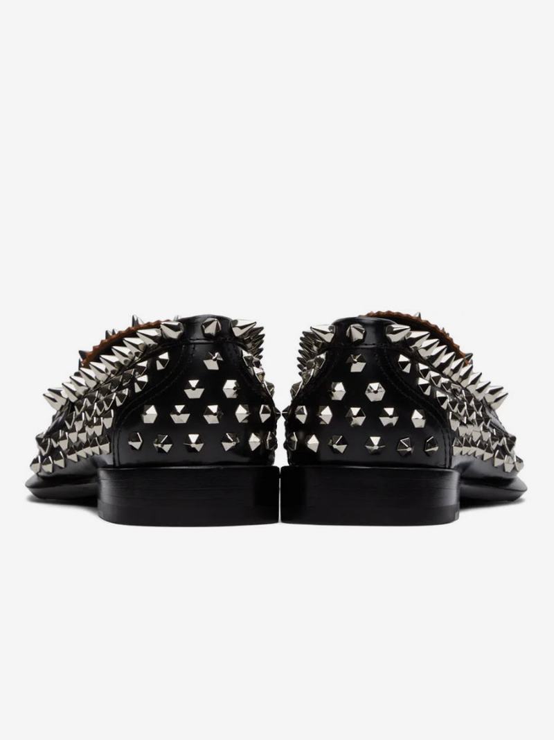 Ανδρικά Παπούτσια Loafer Χειροποίητα Καρφιά Spike Rivets Έργα Τέχνης Στρογγυλά Γάμου Για Χορό - Μαύρο