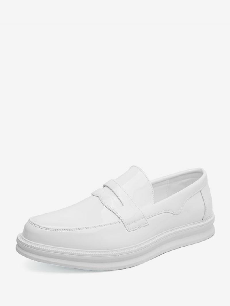 Ανδρικά Παπούτσια Penny Loafers White Round Toe Slip On Dress