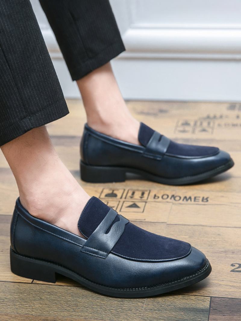 Ανδρικά Παπούτσια Prom Pu Δερμάτινα Slip-on Loafer - Μπλε 