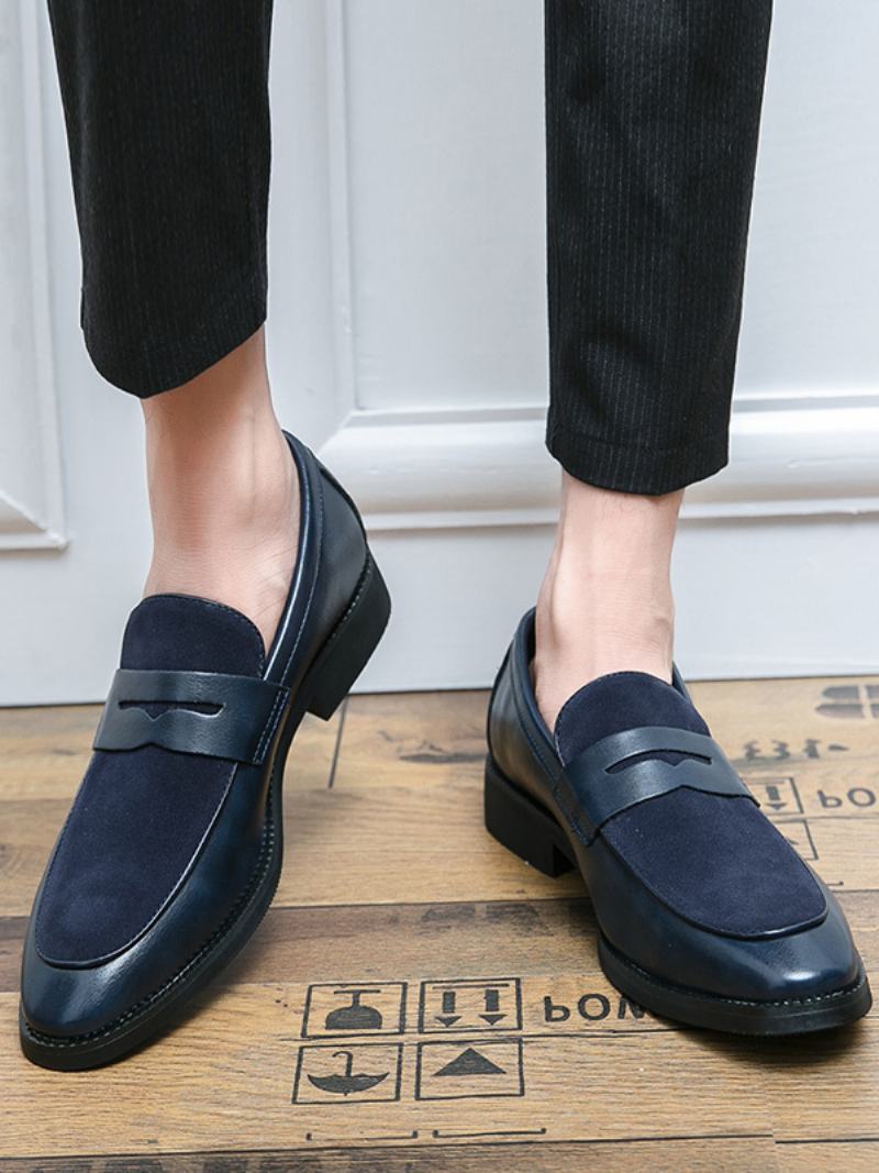 Ανδρικά Παπούτσια Prom Pu Δερμάτινα Slip-on Loafer - Μπλε 