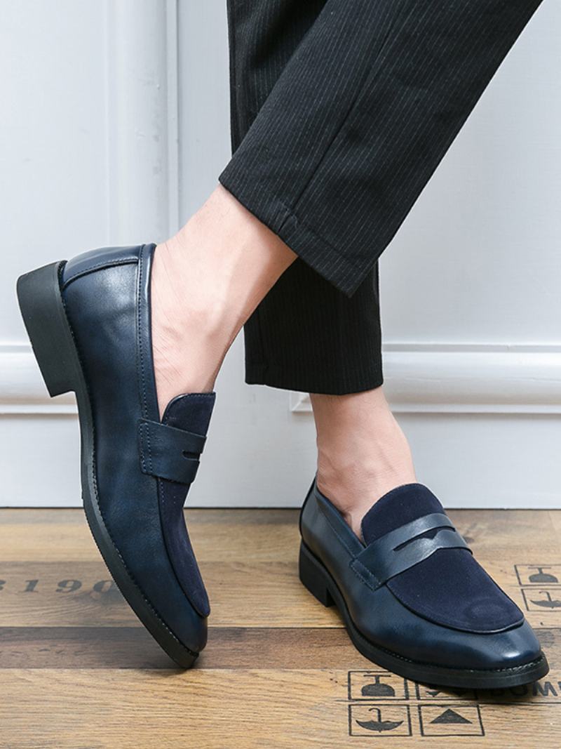 Ανδρικά Παπούτσια Prom Pu Δερμάτινα Slip-on Loafer - Μπλε 