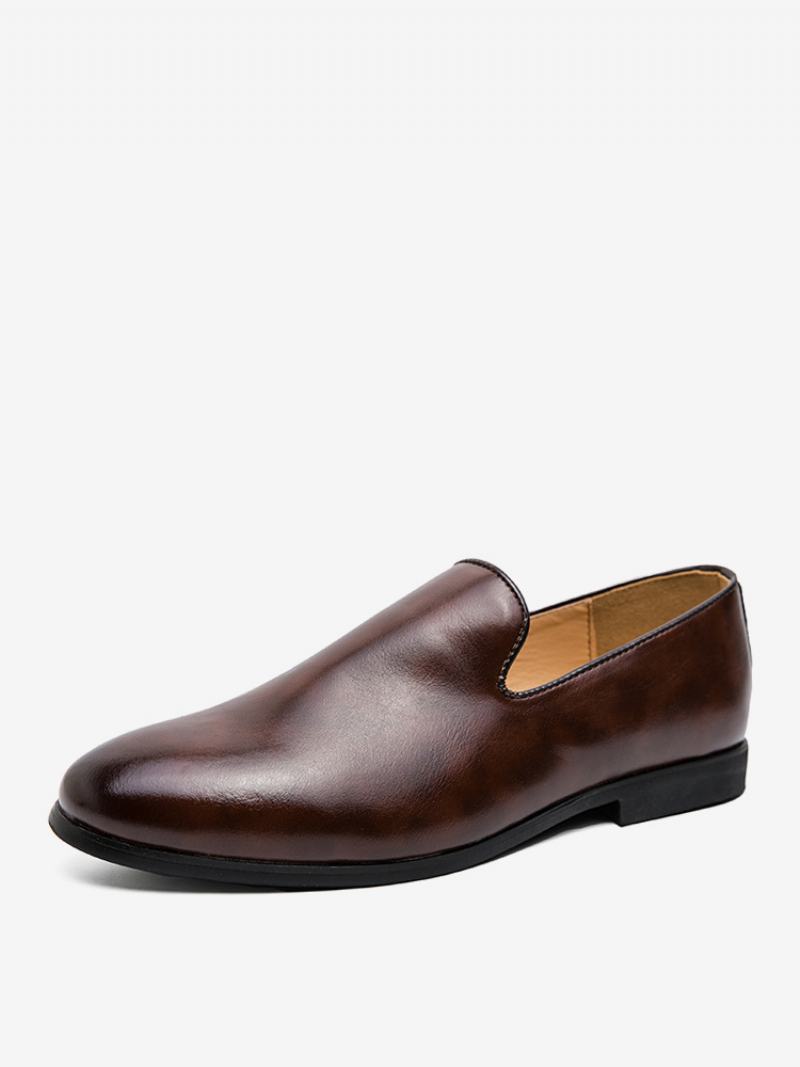 Ανδρικά Παπούτσια Prom Pu Δερμάτινα Slip-on Loafer - Καφέ Καφέ