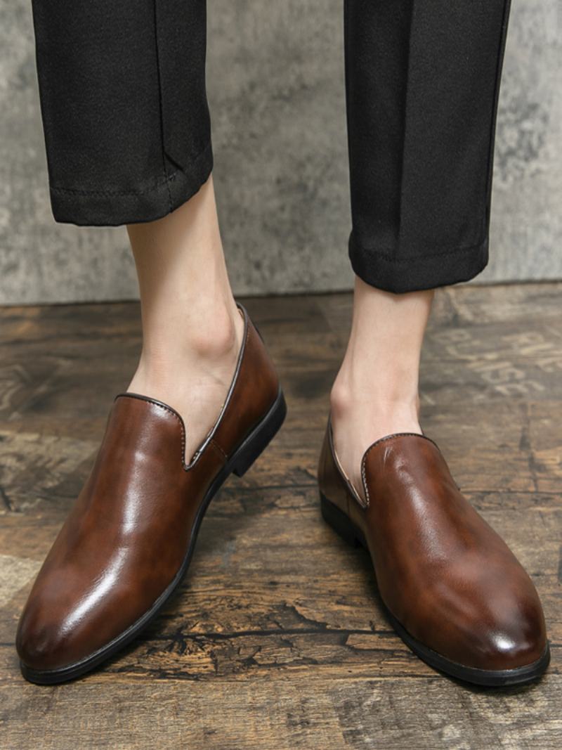 Ανδρικά Παπούτσια Prom Pu Δερμάτινα Slip-on Loafer - Καφέ Καφέ