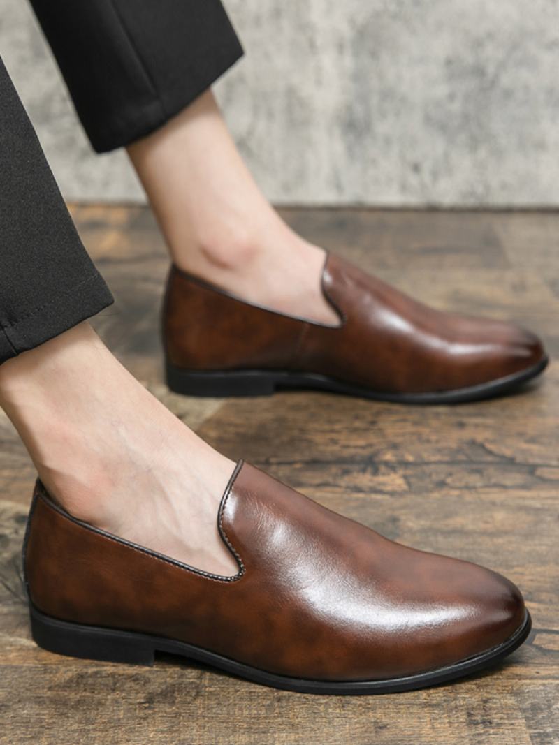 Ανδρικά Παπούτσια Prom Pu Δερμάτινα Slip-on Loafer - Καφέ Καφέ