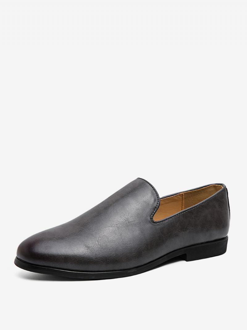 Ανδρικά Παπούτσια Prom Pu Δερμάτινα Slip-on Loafer - Γκρι