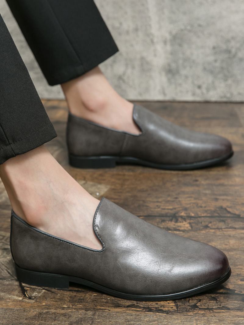 Ανδρικά Παπούτσια Prom Pu Δερμάτινα Slip-on Loafer - Γκρι