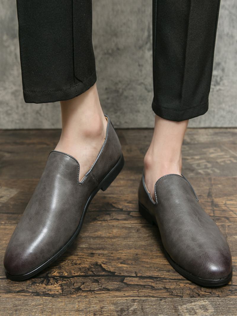 Ανδρικά Παπούτσια Prom Pu Δερμάτινα Slip-on Loafer - Γκρι