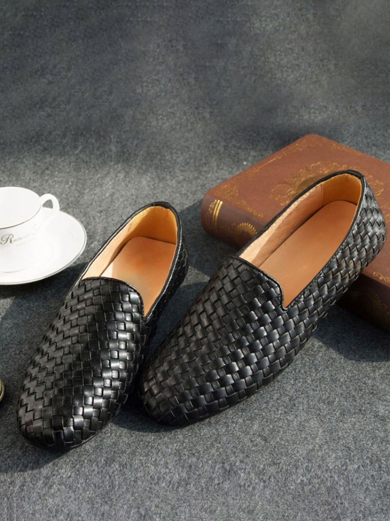 Ανδρικά Παπούτσια Από Δέρμα Αγελάδας Slip On Loafer - Μαύρο