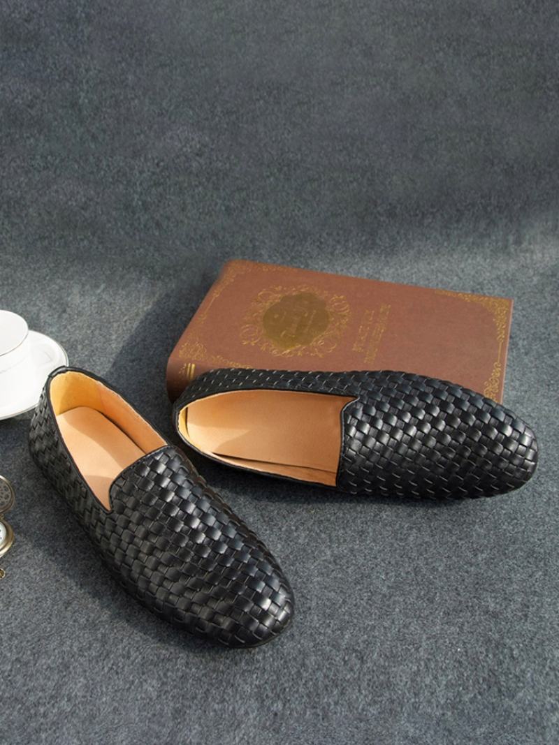 Ανδρικά Παπούτσια Από Δέρμα Αγελάδας Slip On Loafer - Μαύρο