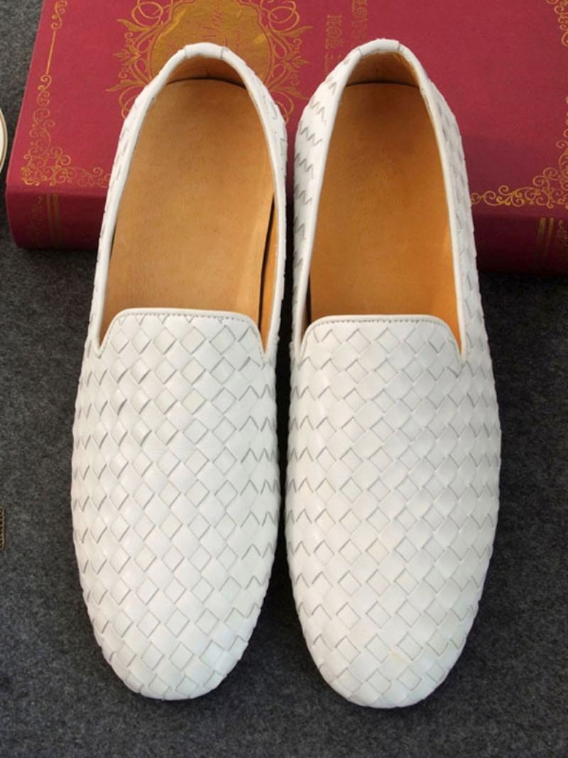 Ανδρικά Παπούτσια Από Δέρμα Αγελάδας Slip On Loafer - Λευκό