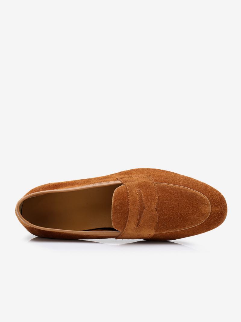 Ανδρικά Παπούτσια Γάμου Loafer Cowhide Slip-on Prom - Coffee Brown