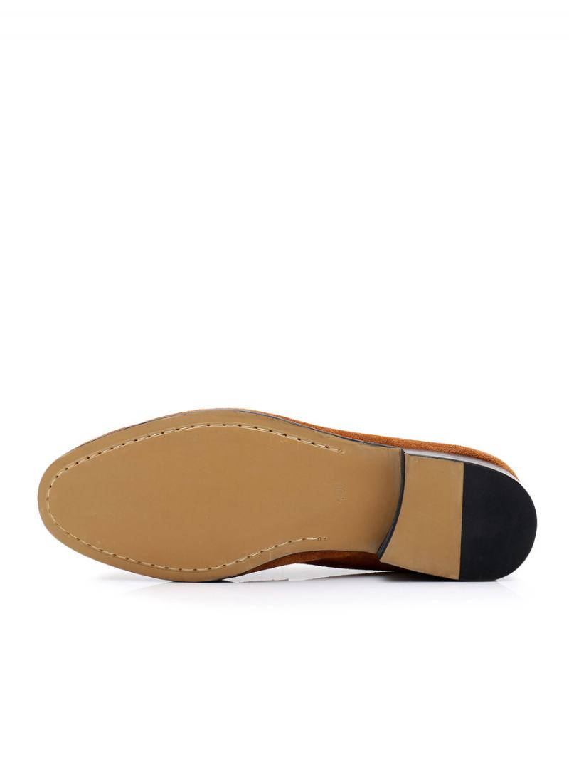 Ανδρικά Παπούτσια Γάμου Loafer Cowhide Slip-on Prom - Coffee Brown