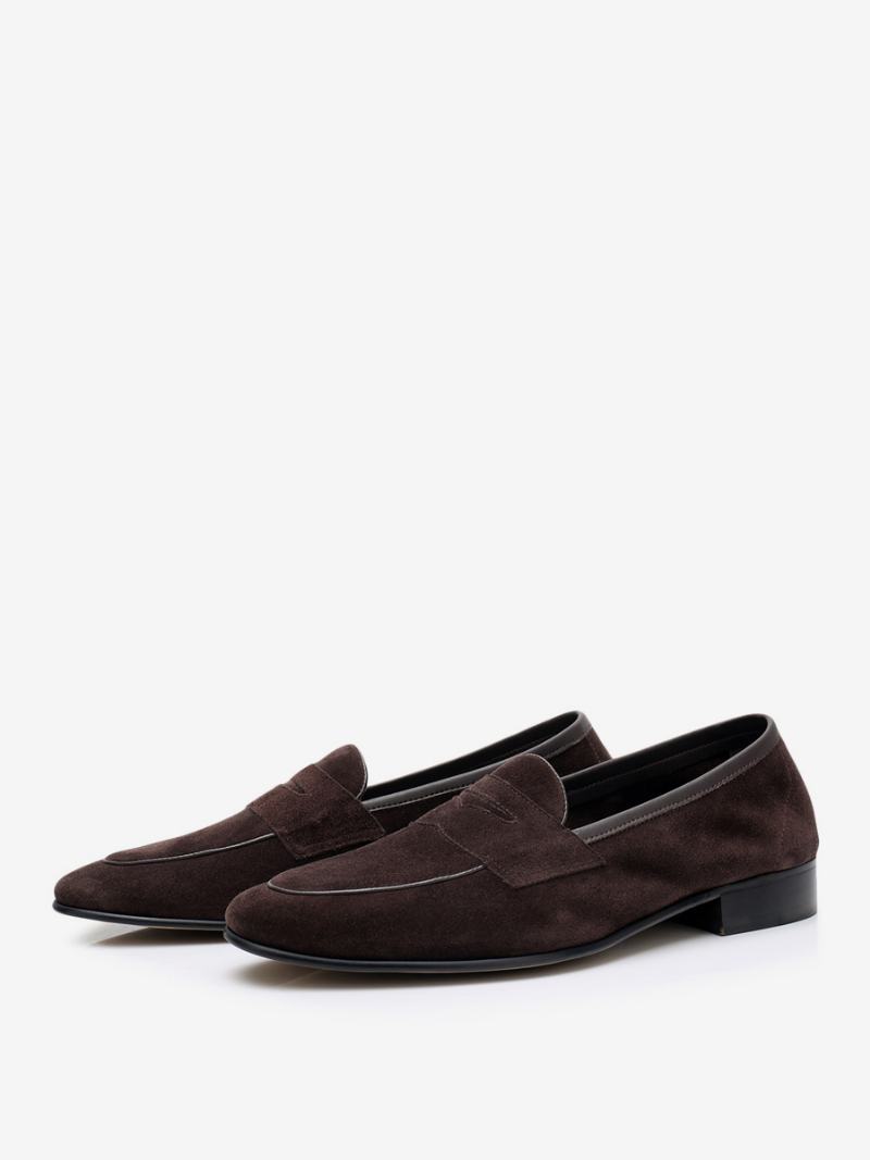 Ανδρικά Παπούτσια Γάμου Loafer Cowhide Slip-on Prom - Σοκολάτα