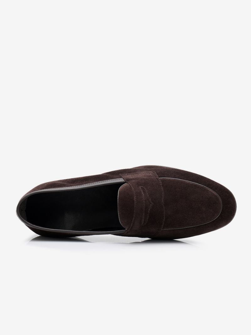 Ανδρικά Παπούτσια Γάμου Loafer Cowhide Slip-on Prom - Σοκολάτα