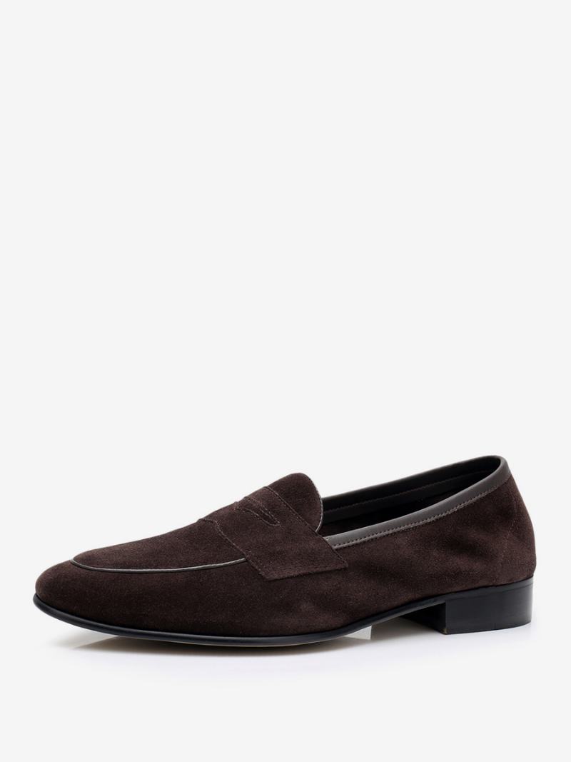 Ανδρικά Παπούτσια Γάμου Loafer Cowhide Slip-on Prom - Σοκολάτα