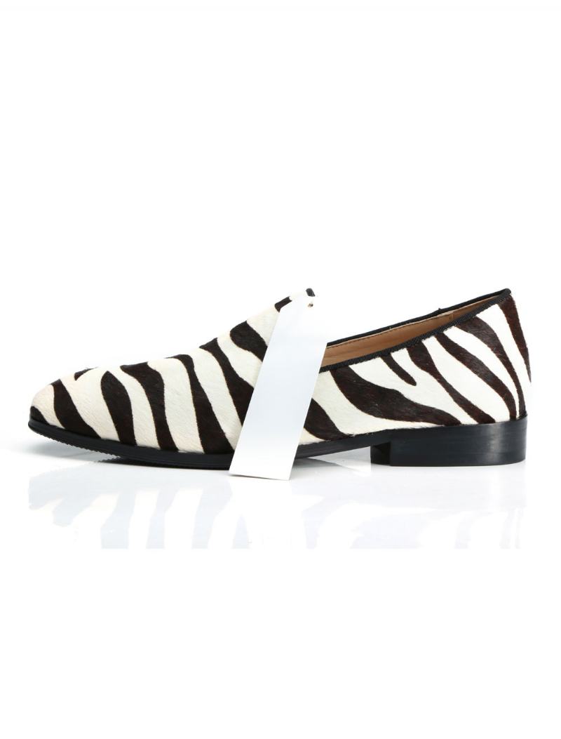 Ανδρικά Παπούτσια Γάμου Loafer Prom Party Γαμήλια Zebra Print Round Toe Slip On Casual - Άσπρο