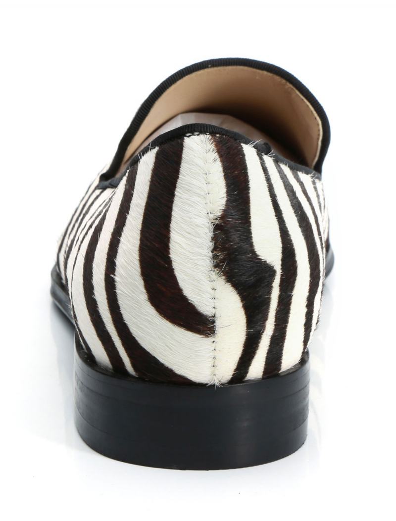 Ανδρικά Παπούτσια Γάμου Loafer Prom Party Γαμήλια Zebra Print Round Toe Slip On Casual - Άσπρο