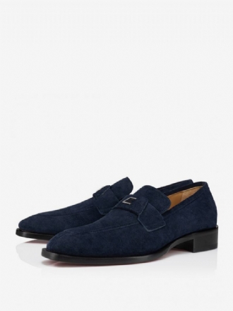 Ανδρικά Παπούτσια Με Αγκράφα Loafer Square Toe Suede Δερμάτινα Γάμου