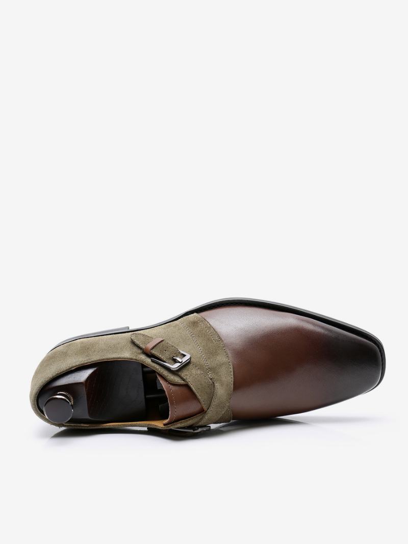 Ανδρικά Παπούτσια Φόρεμα Coffee Brown Cowhide Round Toe Slip-on Γαμήλια - Καφέ Καφέ