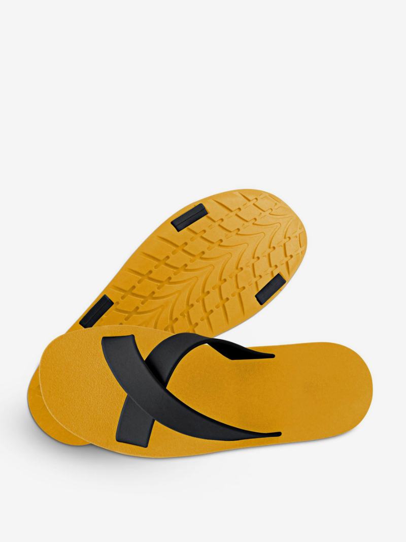 Ανδρικά Σανδάλια Slip-on Color Block Flat Slippers - Κίτρινο