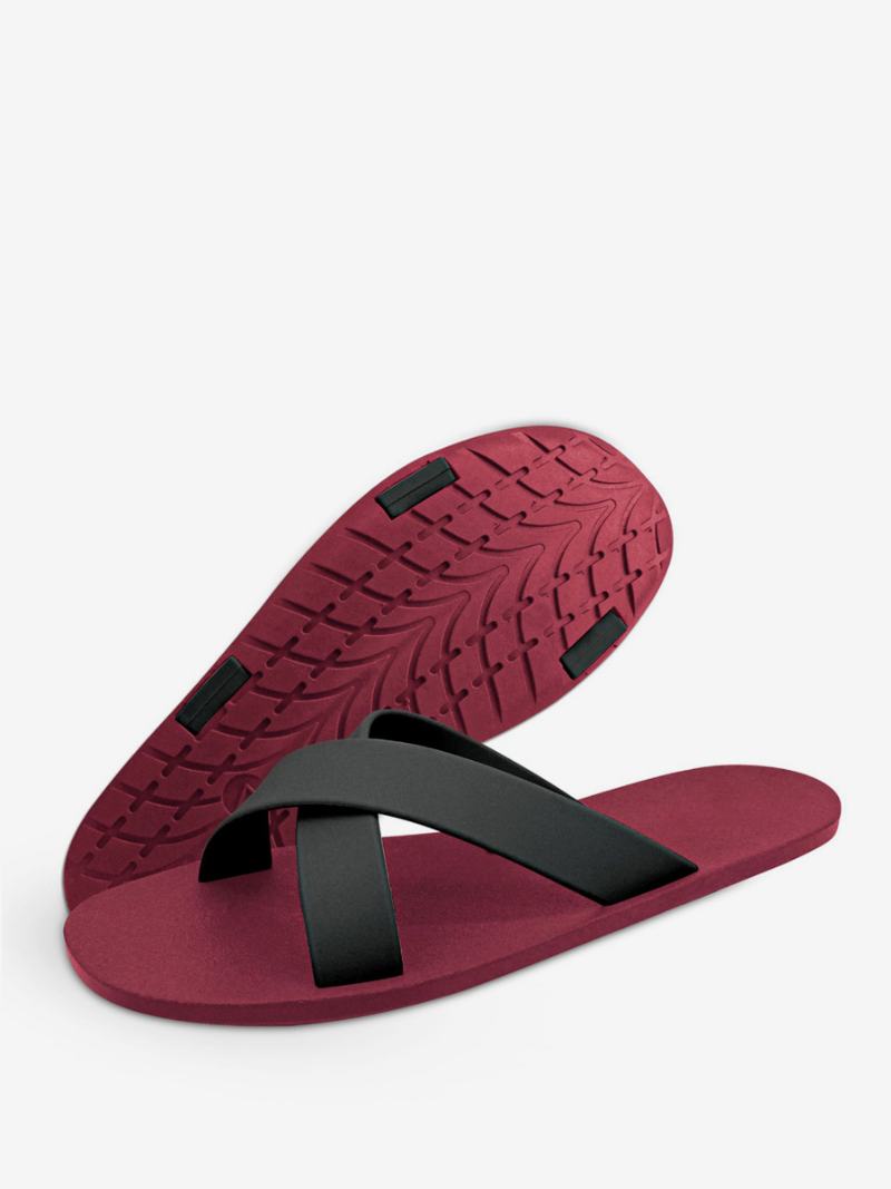 Ανδρικά Σανδάλια Slip-on Color Block Flat Slippers - Κόκκινο