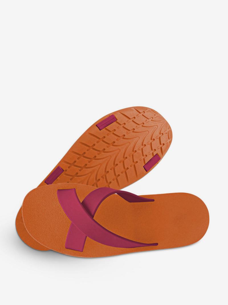 Ανδρικά Σανδάλια Slip-on Color Block Flat Slippers - Πορτοκαλί