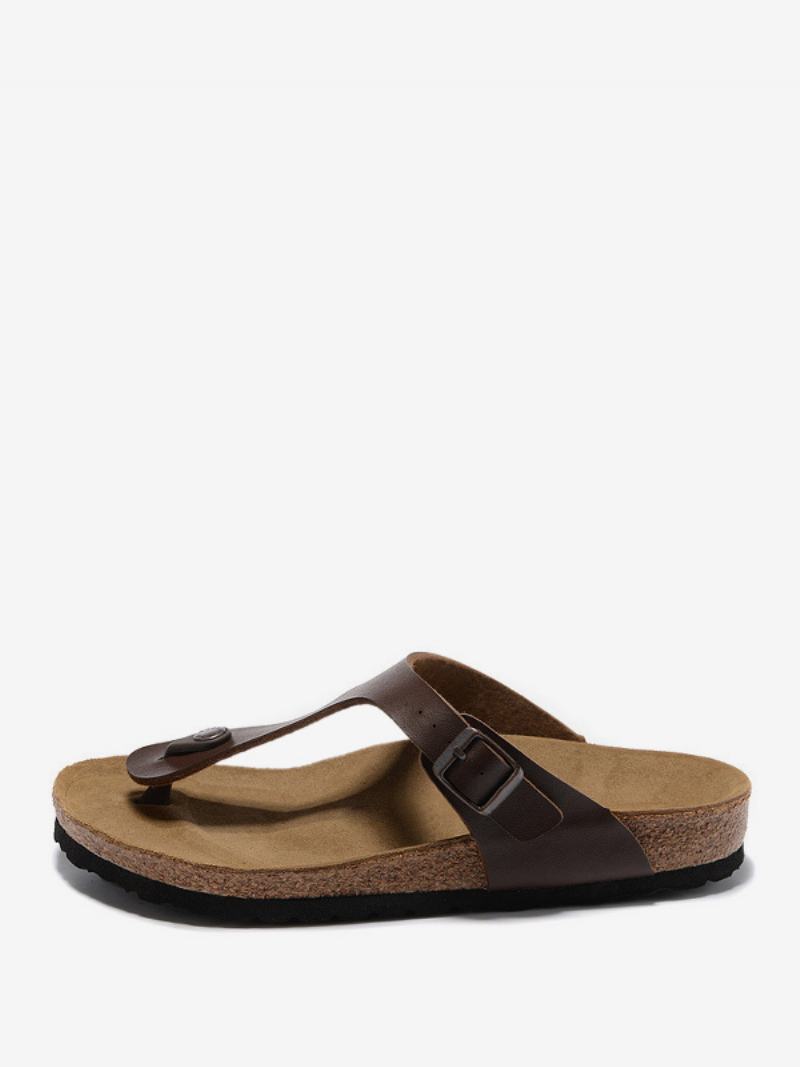 Ανδρικά Σανδάλια Slip-on Slippers Flat Sandals - Καφές Καφέ