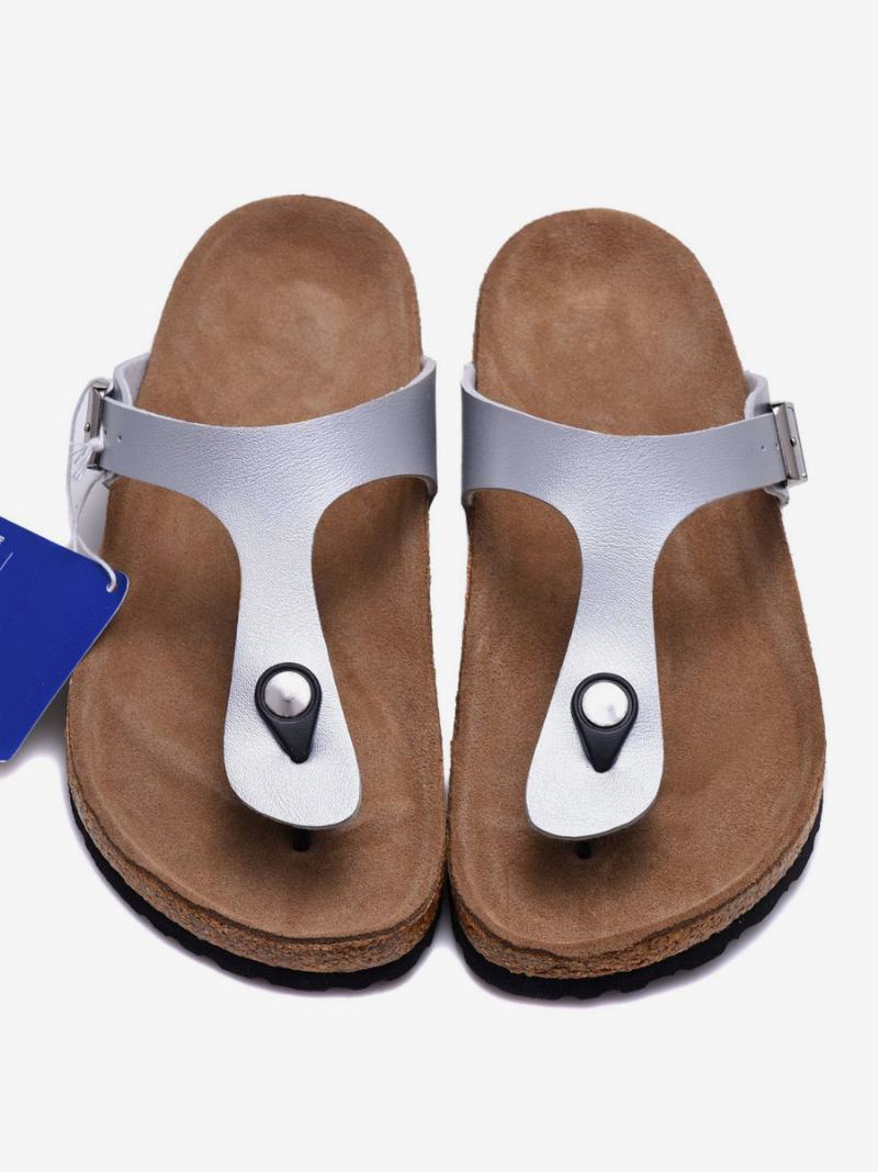 Ανδρικά Σανδάλια Slip-on Slippers Flat Sandals - Ασημί