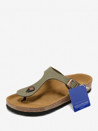 Ανδρικά Σανδάλια Slip-on Slippers Από Δέρμα Αγελάδας Flat Sandals