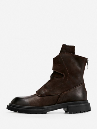 Ανδρικές Μοτοσικλέτες Martin Work Μοτοσικλέτα Coffee Brown Cowhide Round Toe Combat Boots