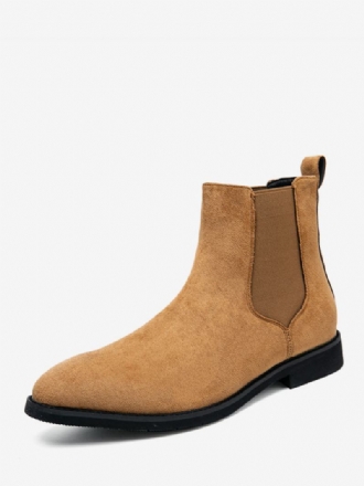 Ανδρικές Μπότες Chelsea Boots Camel Pu Δερμάτινες Με Μυτερή Μύτη