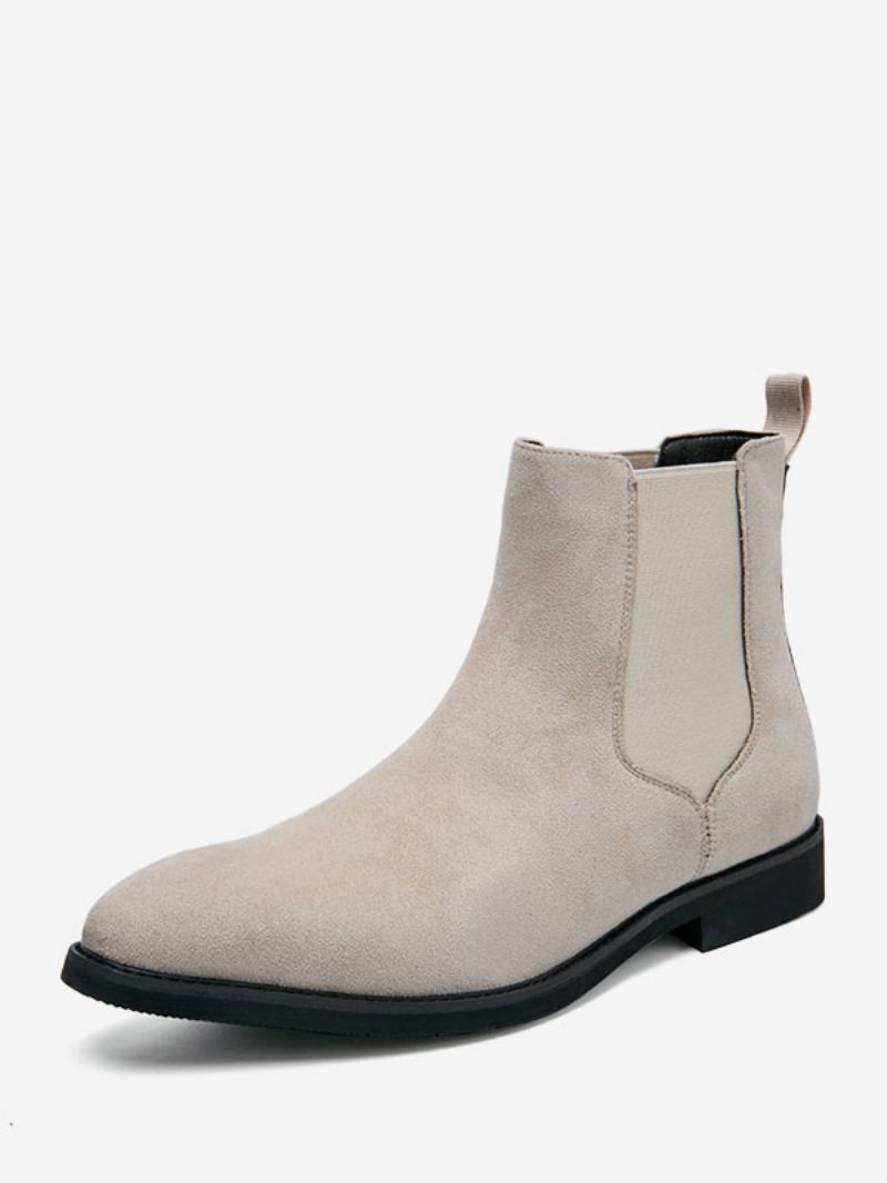 Ανδρικές Μπότες Chelsea Boots Camel Pu Δερμάτινες Με Μυτερή Μύτη - Μπεζ