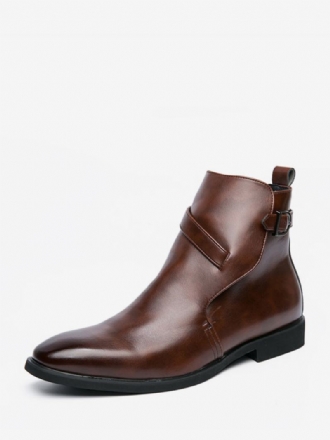 Ανδρικές Μπότες Chelsea Boots Coffee Brown Pu Δερμάτινες Jodhpur Μποτάκια