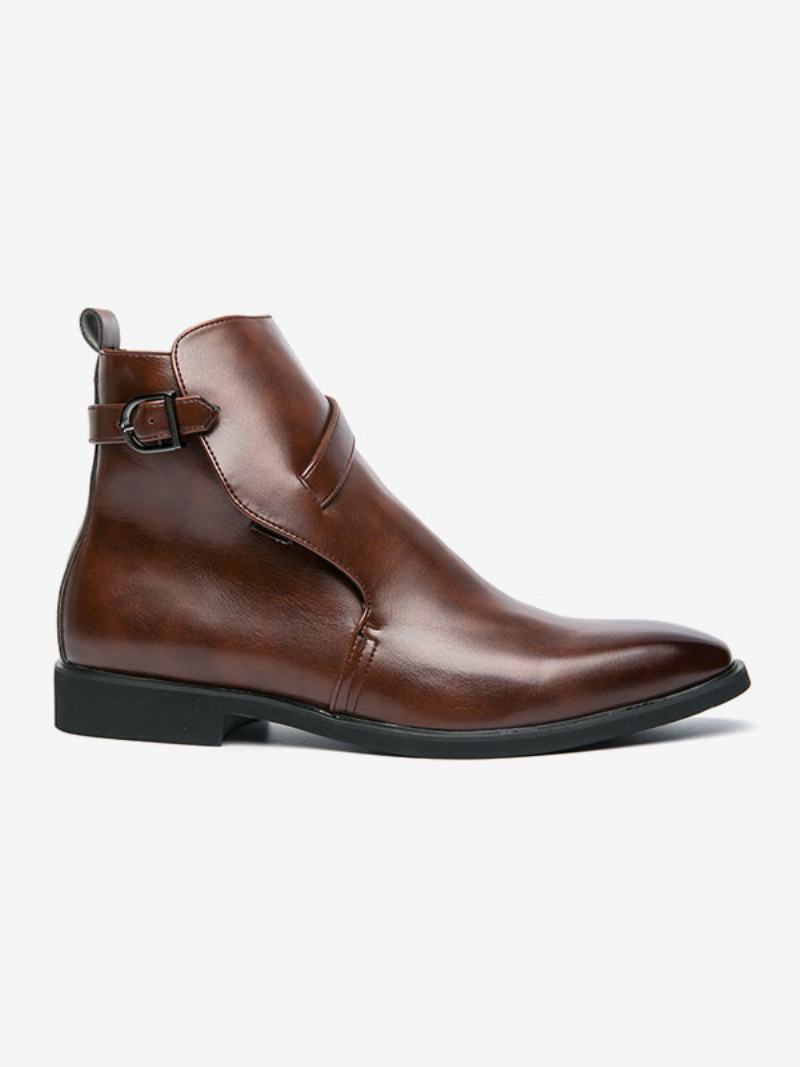 Ανδρικές Μπότες Chelsea Boots Coffee Brown Pu Δερμάτινες Jodhpur Μποτάκια - Καφέ Καφέ