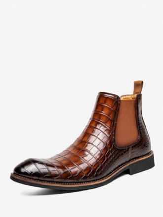 Ανδρικές Μπότες Chelsea Boots Coffee Brown Pu Δερμάτινο Μυτερό Μύτη