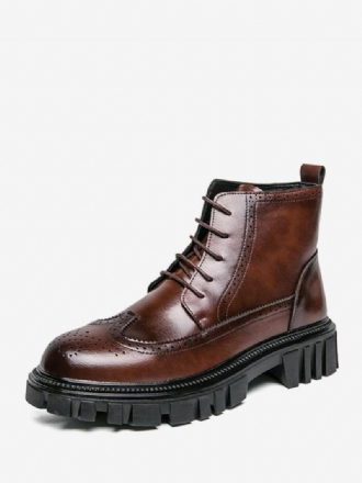 Ανδρικές Μπότες Chelsea Boots Coffee Brown Pu Δερμάτινο Στρογγυλό Δάχτυλο