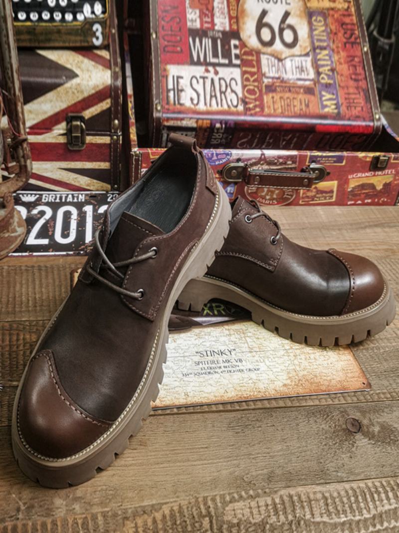 Ανδρικές Μπότες Chelsea Boots Coffee Brown Pu Δερμάτινο Στρογγυλό Δάχτυλο - Καφέ Καφέ