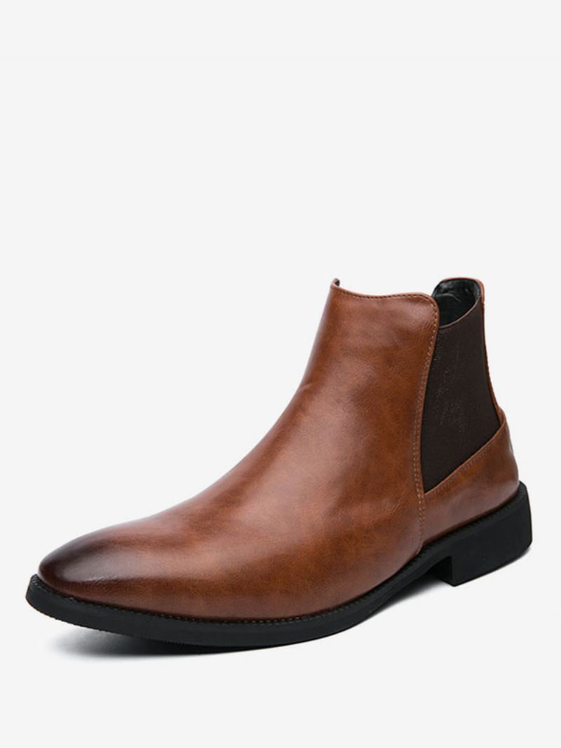 Ανδρικές Μπότες Chelsea Boots Pu Δερμάτινες Στρογγυλές Μύτης