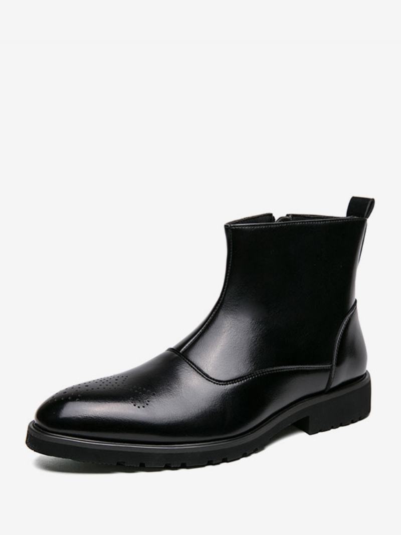 Ανδρικές Μπότες Chelsea Boots Pu Δερμάτινες Στρογγυλές Μύτης