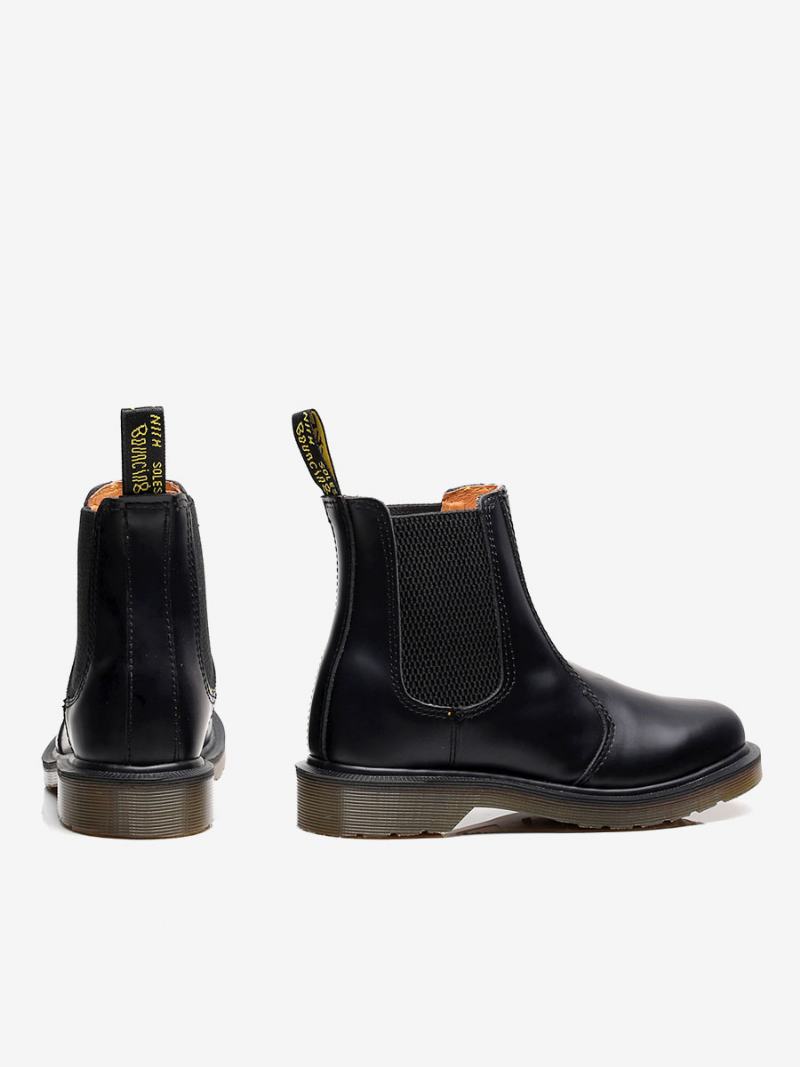 Ανδρικές Μπότες Chelsea Boots Pu Δερμάτινες Στρογγυλές Μύτης - Μαύρο