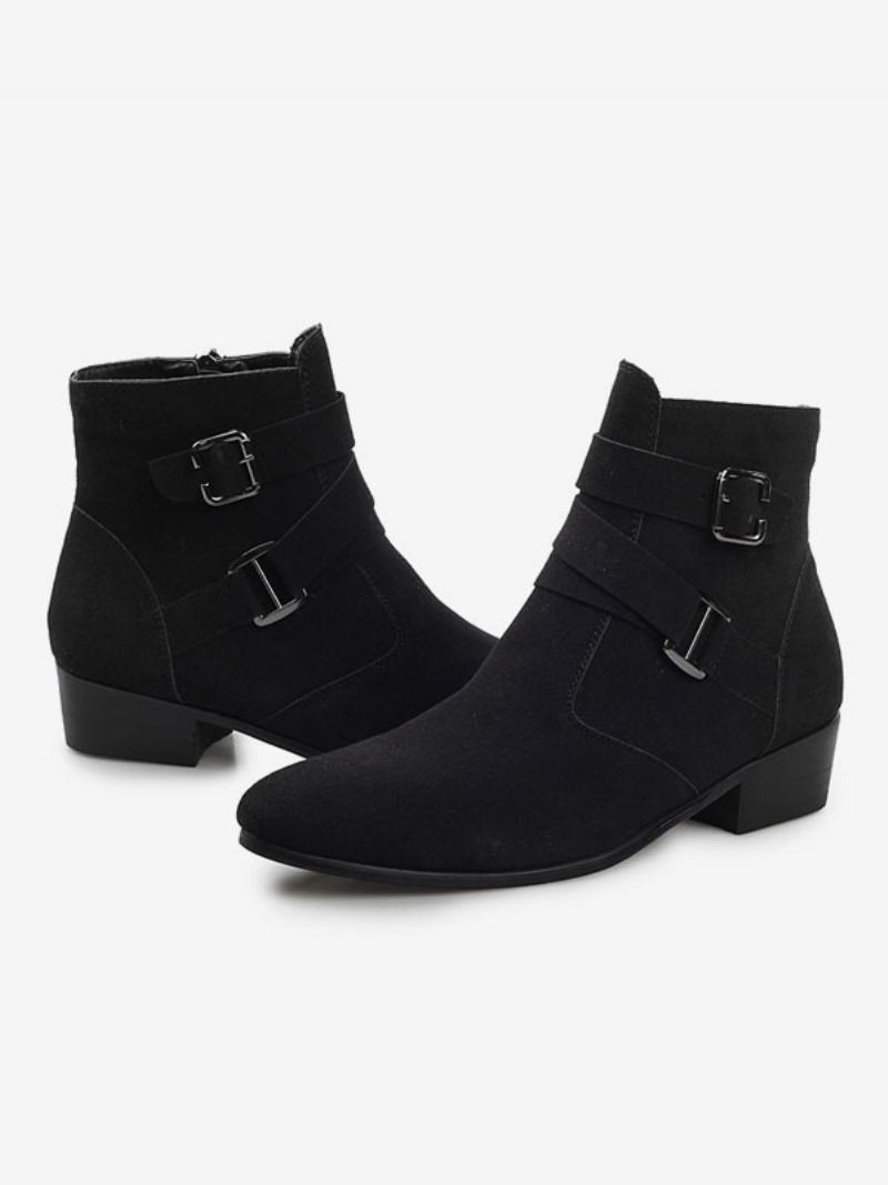 Ανδρικές Μπότες Chelsea Boots Μαύρες Pu Δερμάτινες Jodhpur Μποτάκια - Μαύρος