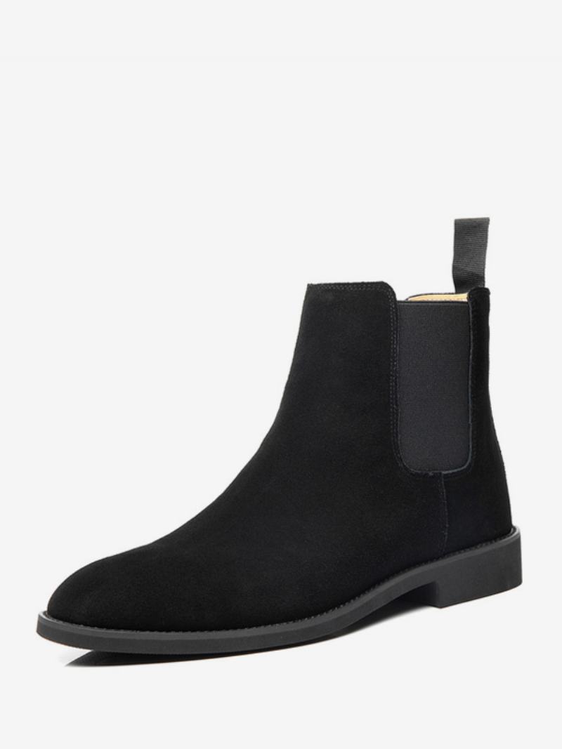 Ανδρικές Μπότες Chelsea Boots Μαύρες Pu Δερμάτινες Κλειστές Μύτες