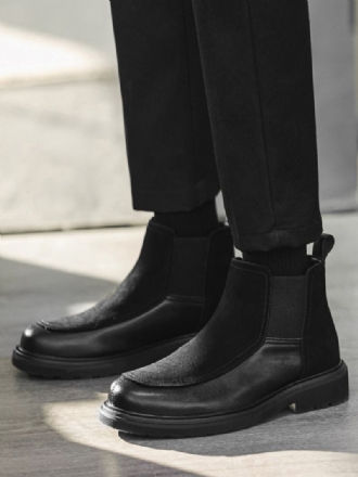 Ανδρικές Μπότες Chelsea Boots Μαύρο Suede Δερμάτινο Κλειστή Μύτη