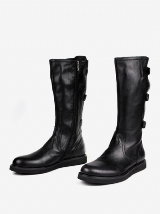 Ανδρικές Μπότες Mid Calf Παπούτσια Εργασίας Cowhide Chic Black