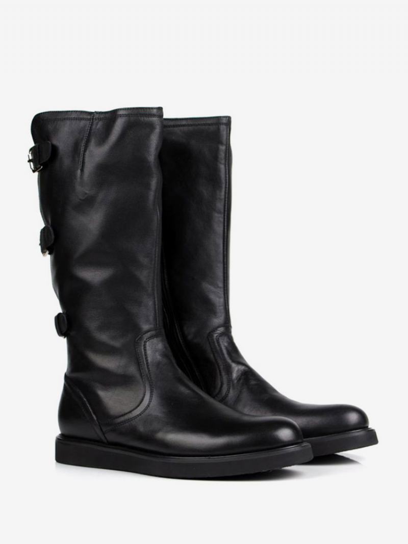 Ανδρικές Μπότες Mid Calf Παπούτσια Εργασίας Cowhide Chic Black - Μαύρος