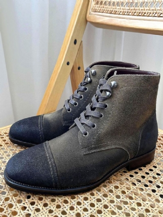 Ανδρικές Μπότες Εργασίας Cowhide Round Toe Combat Boots