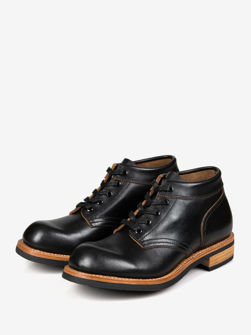 Ανδρικές Μπότες Μάχης Martin Work Black Cowide Round Toe Combat