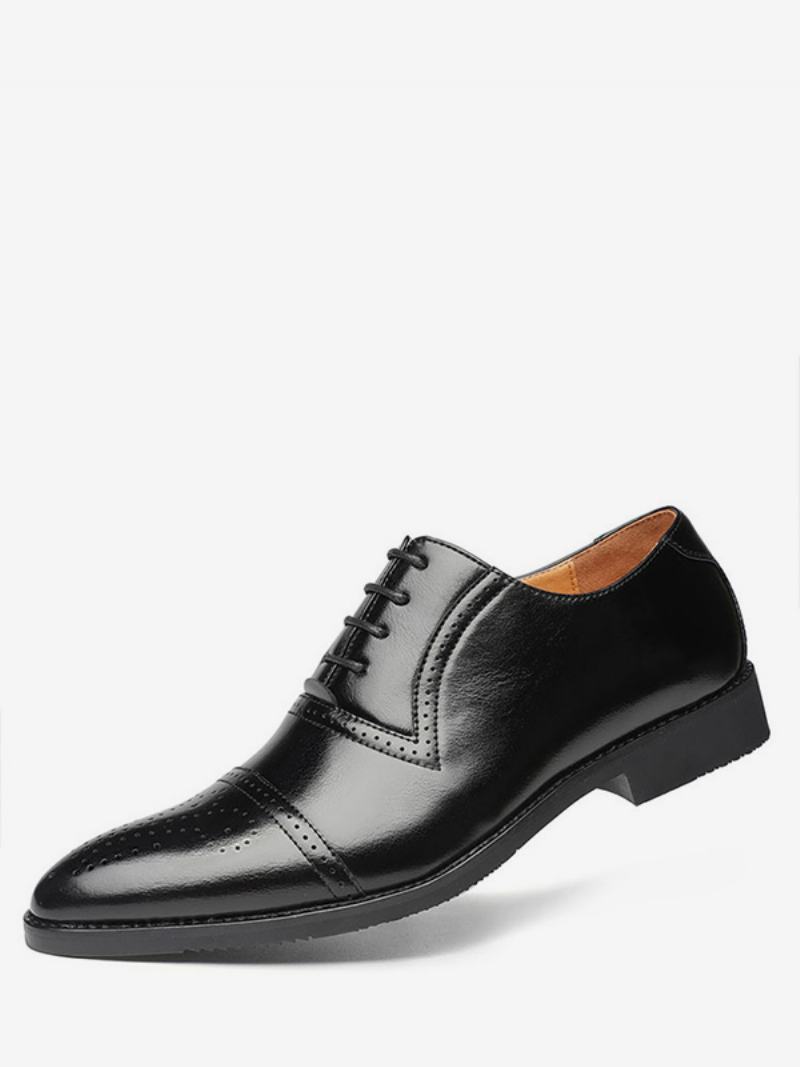 Ανδρικό Καπάκι Brogue Oxfords Wedding Dress Oxford Επίσημα Παπούτσια Λευκά - Μαύρο